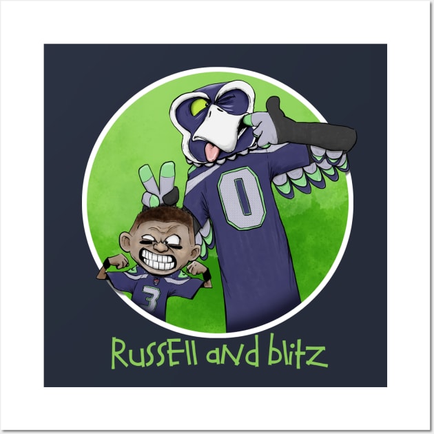 Russell Wilson and Blitz Wall Art by plane_yogurt